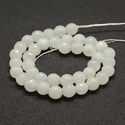 Faceted Natural White Jade Beads Strands&nbsp;G-F448-10mm
