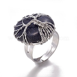 Adjustable Natural & Synthetic Mixed Stone Finger Rings&nbsp;RJEW-L090-B