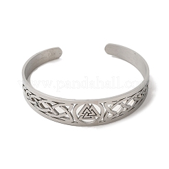 Non-Tarnish 304 Stainless Steel Hollow Cuff Bangles&nbsp;BJEW-Z022-03P