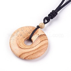 Adjustable Natural Picture Jasper Pendant Necklaces&nbsp;NJEW-A125-C03