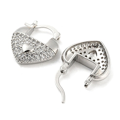Heart Shape Brass Micro Pave Clear Cubic Zirconia Thick Hoop Earrings&nbsp;EJEW-Q785-02P