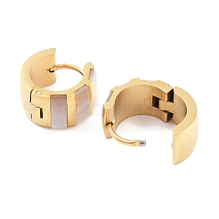 Ion Plating(IP) 304 Stainless Steel & Natural Shell Huggie Hoop Earrings for Women&nbsp;EJEW-C096-28C-G