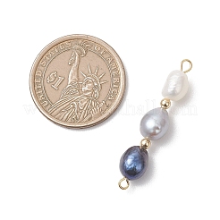 Three-Color Natural Pearl Potato Beaded Connector Charms&nbsp;PALLOY-JF04904-01