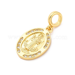 Brass Clear Cubic Zirconia European Dangle Pendants&nbsp;KK-D325-28G-10