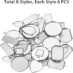 304 Stainless Steel Pendant Cabochon Settings&nbsp;STAS-UN0004-50P
