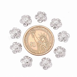 201 Stainless Steel 5-Petal Flower Filigree Fancy Bead Caps&nbsp;STAS-E088-01