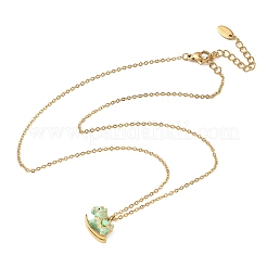 304 Stainless Steel Enamel Rocking Horse Pendant Necklaces for Women&nbsp;NJEW-T022-01A