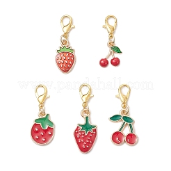 Strawberry & Cherry Alloy Enamel Pendant Decorations&nbsp;HJEW-JM04120