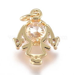 Brass Micro Pave Cubic Zirconia Pendants&nbsp;ZIRC-G168-51G-02