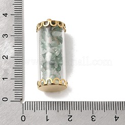 Glass Tube with Natural Green Aventurine Chip Beads Inside Pendants&nbsp;LS-FIND-B054-01G-03