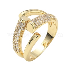 Brass Micro Pave Cubic Zirconia Cuff Open Rings for Women&nbsp;RJEW-L343-12G-01