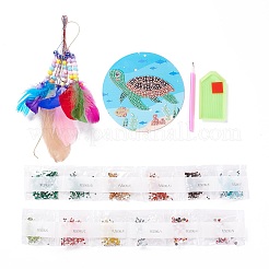 DIY Diamond Painting Hanging Woven Net/Web with Feather Pendant Kits&nbsp;LS-DIY-I084-06
