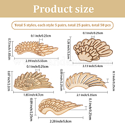 25 Pairs 5 Styles Unfinished Wooden Wing Cutouts&nbsp;WOOD-GF0010-37