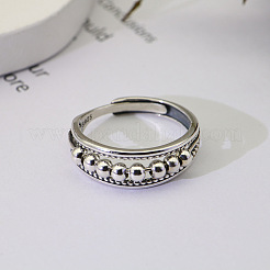 925 Sterling Silver Round Beaded Adjustable Finger Rings&nbsp;FS-WG9B90D-01