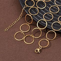 304 Stainless Steel 14MM Ring Link Chain Necklaces&nbsp;NJEW-P343-01D-G