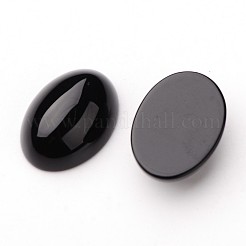 Grade A Natural Black Agate Oval Cabochons&nbsp;G-L394-05-18x13mm