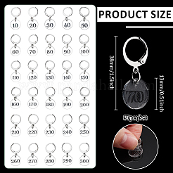 30Pcs Transparent Acrylic Flat Round with Number Pendant Locking Stitch Markers&nbsp;HJEW-BC00089