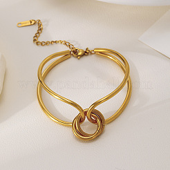 304 Stainless Steel Double Ring Link Bracelets for Women&nbsp;WGD91E7-01