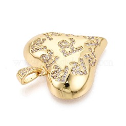 Brass Micro Pave Clear Cubic Zirconia Pendants&nbsp;KK-N268-97A-G