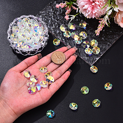 Electroplated Glass Connector Charms&nbsp;EGLA-YW0003-02