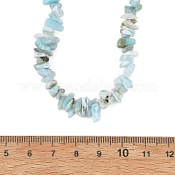 Natural Larimar Chip Beaded Necklaces with 304 Stainless Steel End Chains&nbsp;NJEW-JN06662