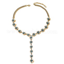 Vintage Alloy & Synthetic Turquoise Flower Y Necklaces for Women&nbsp;WGD1AD6-02