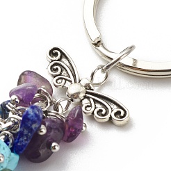 Natural & Synthetic Gemstone Beaded & Handmade Lampwork Pendants Keychain&nbsp;KEYC-JKC00344-01