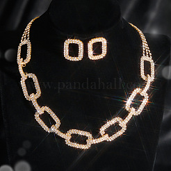 Alloy Rhinestone Link Chain Neckalces & Studs Earrings Sets&nbsp;FS-WGB4153-01