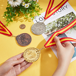 3Pcs 3 Colors Alloy Award Volleyball Medal&nbsp;AJEW-FG0003-28