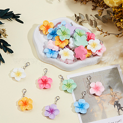 28Pcs 7 Colors Resin Flower Pendant Decoration&nbsp;HJEW-ME0001-09