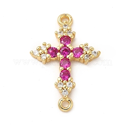 Eco-Friendly Rack Plating Brass Pave Cubic Zirconia Connector Charms&nbsp;KK-F847-06G