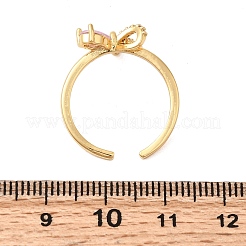 Brass Pave Pink and Clear Cubic Zirconia Cuff Rings&nbsp;RJEW-P173-01G-02
