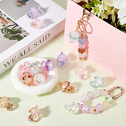 24Pcs 6 Colors Bubble Style Transparent Acrylic Pendants&nbsp;MUSH-SC0001-01