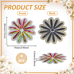 4Pcs Flower Hotfix Rhinestone (Hot Melt Adhesive On The Back)&nbsp;DIY-FG0007-66