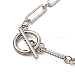 Non-Tarnish 304 Stainless Steel Paperclip Chain Necklace with Toggle Clasp for Men Women&nbsp;NJEW-JN04139