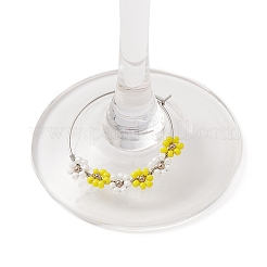 Flower Glass Seed Wine Glass Charms&nbsp;AJEW-JO00189