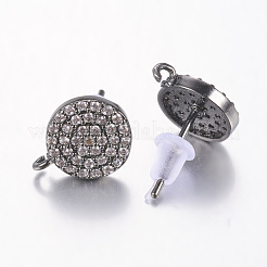Brass Micro Pave Cubic Zirconia Stud Earring Findings&nbsp;ZIRC-E132-13A-B