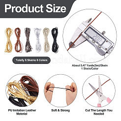 6 Skeins 6 Colors PU Imitation Leather Cords&nbsp;OCOR-TA0001-96