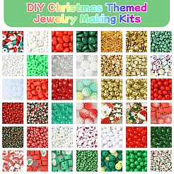 DIY Christmas Themed Acrylic & Glass Seed & Polymer Clay Beads Bracelet Kits&nbsp;DIY-FS0007-95