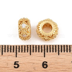 Brass Micro Pave Clear Cubic Zirconia Beads&nbsp;KK-H292-13G