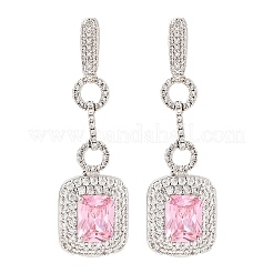 Brass Micro Pave Cubic Zirconia Dangle Stud Earrings&nbsp;EJEW-H014-15P