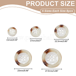 40Pcs 5 Styles Resin Buttons&nbsp;BUTT-WR0001-34