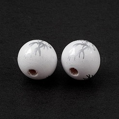 Printed Natural Wood European Beads&nbsp;WOOD-C015-06A