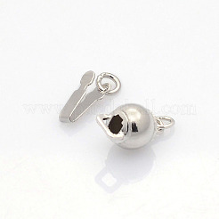 925 Sterling Silver Round Box Clasps&nbsp;STER-L018-01-6mm