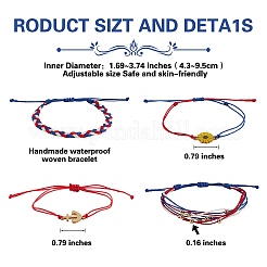 4Pcs 4 Style Flower & Anchor Braided Bead Bracelets Set&nbsp;BJEW-SW00040