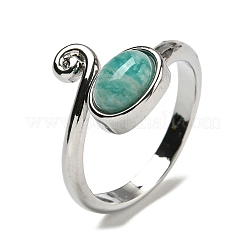 Natural Amazonite Adjustable Rings&nbsp;RJEW-K269-08P-05