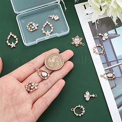 16Pcs 8 Style Brass Micro Pave Clear Cubic Zirconia Pendants&nbsp;KK-CA0003-55