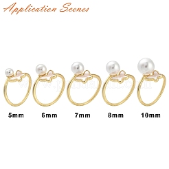 Butterfly Brass with Shell Open Cuff Cup Peg Ring Settings&nbsp;KK-E055-03G-01