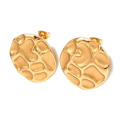 304 Stainless Steel Hammered Flat Round Stud Earrings&nbsp;EJEW-A138-04G