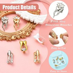 6Pcs 6 Colors Tooth Alloy Rhinestone Brooches for Backpack Clothes&nbsp;JEWB-CJ0001-86